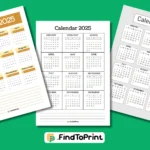 Calendar 2025: Printable One-Page Designs