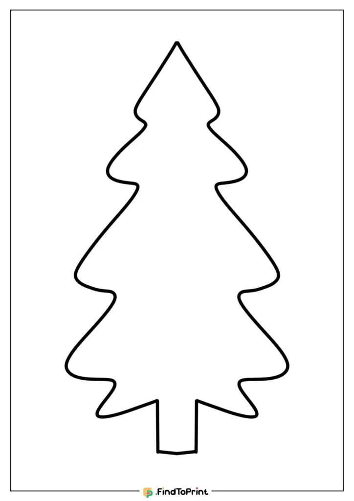 A free printable tree template showcasing a unique design with curved, layered branches and a sturdy base.