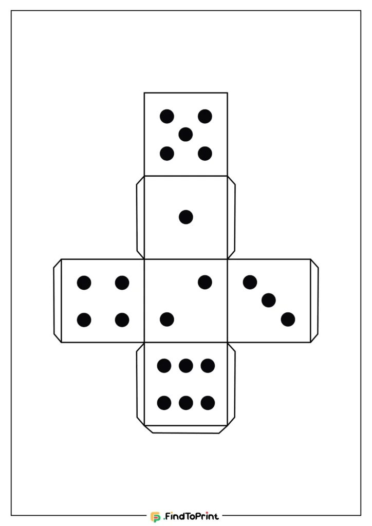 A simple paper dice template with a cross-shaped layout.