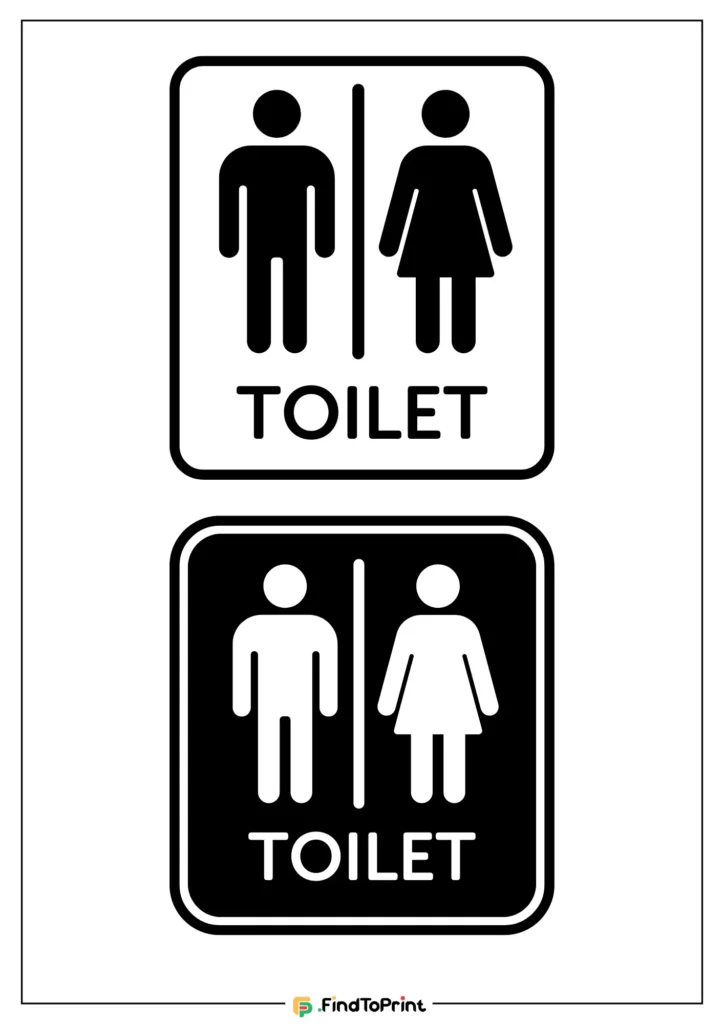 Printable unisex restroom signs featuring male and female icons.